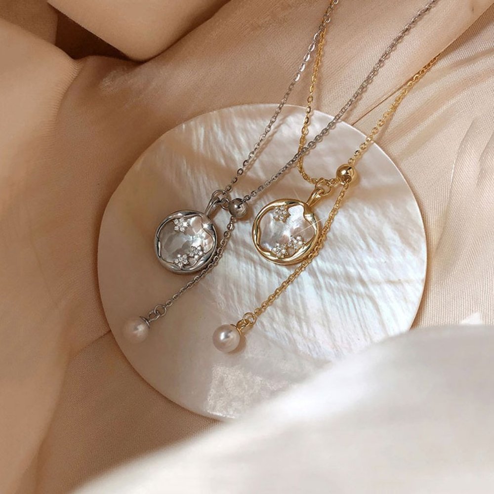 *NEW 925 Sterling Silver Pearl Shell Necklace B1 - Picture 9 of 10